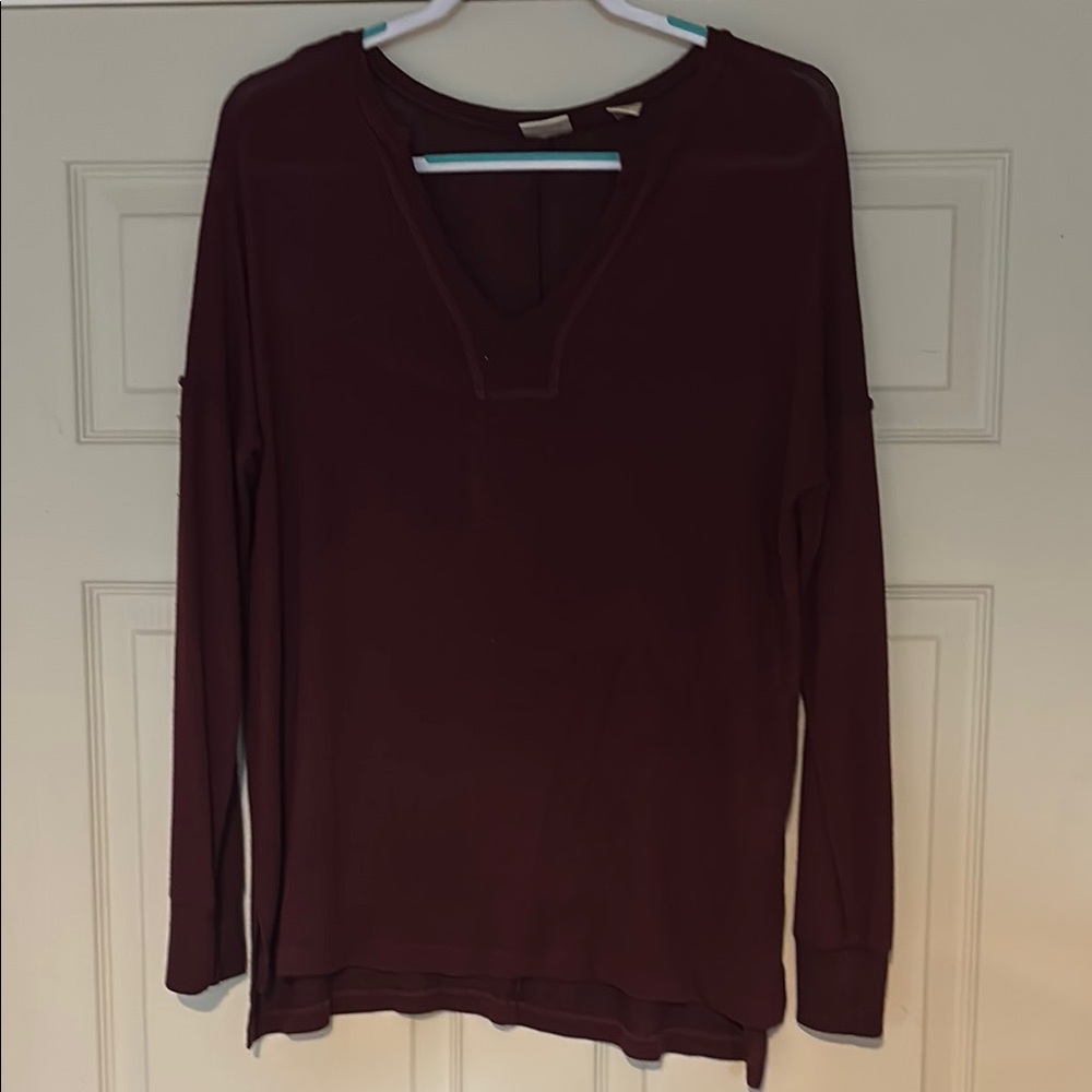 Women's Burgundy Long Sleeve Top